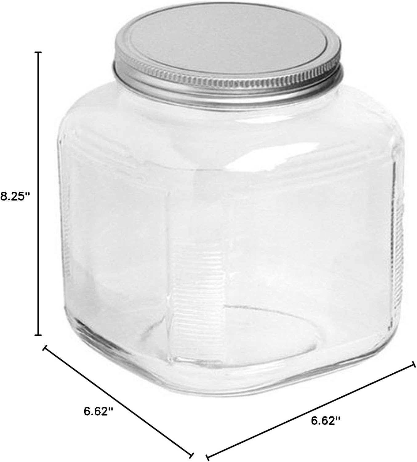 1 gal. Cracker Jar with/Brushed Metal Lid Clear