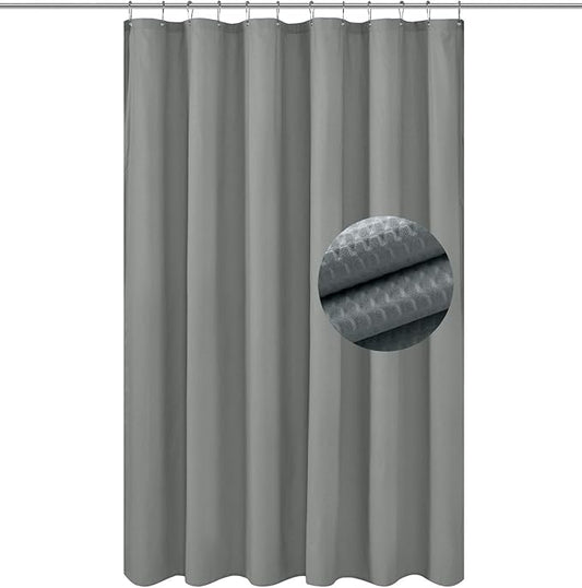 Grey - 70x72" Soft Embossed Microfiber Fabric Shower Curtain