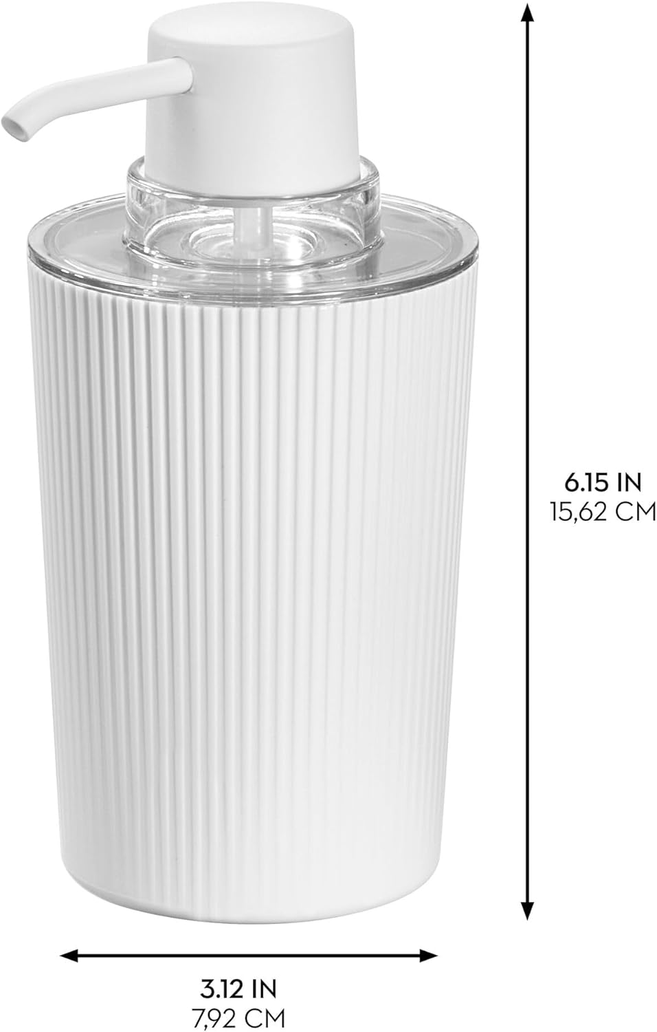 Fluted Soap Pump White/Clear