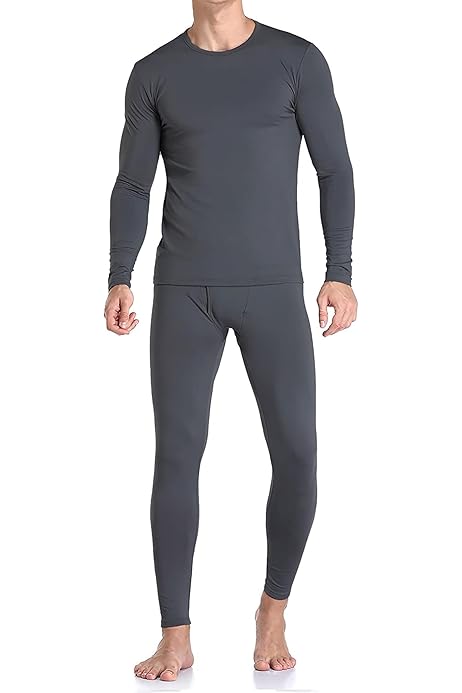 Mens Microfiber Fleece Base Layer Set/ Grey