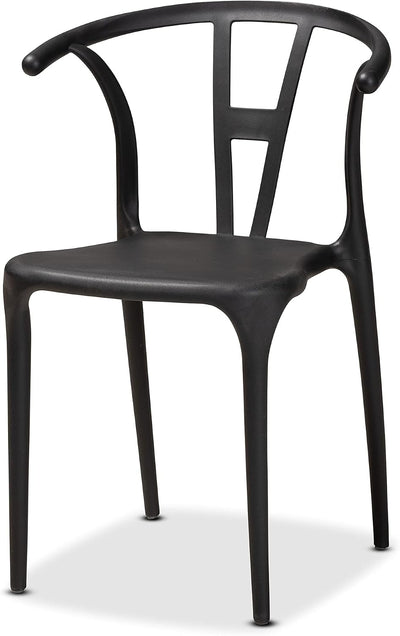 Nordic Style PP Plastic Dining Chair with Backrest Black