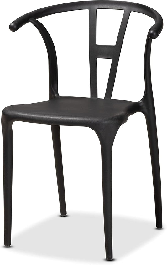 Nordic Style PP Plastic Dining Chair with Backrest Black