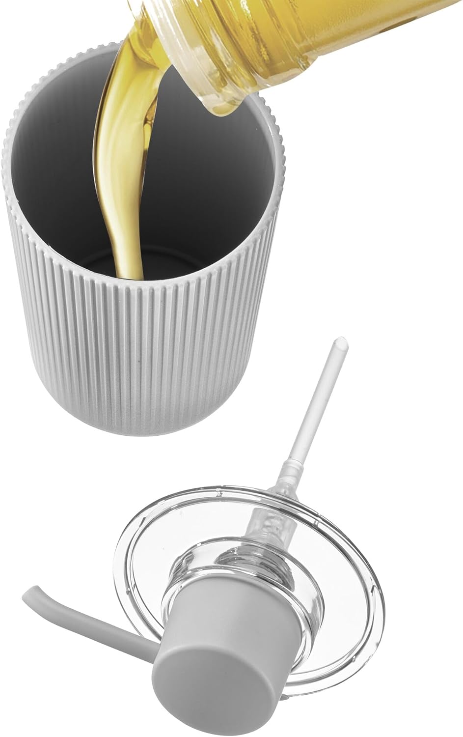 Fluted Soap Pump Grey/Clear