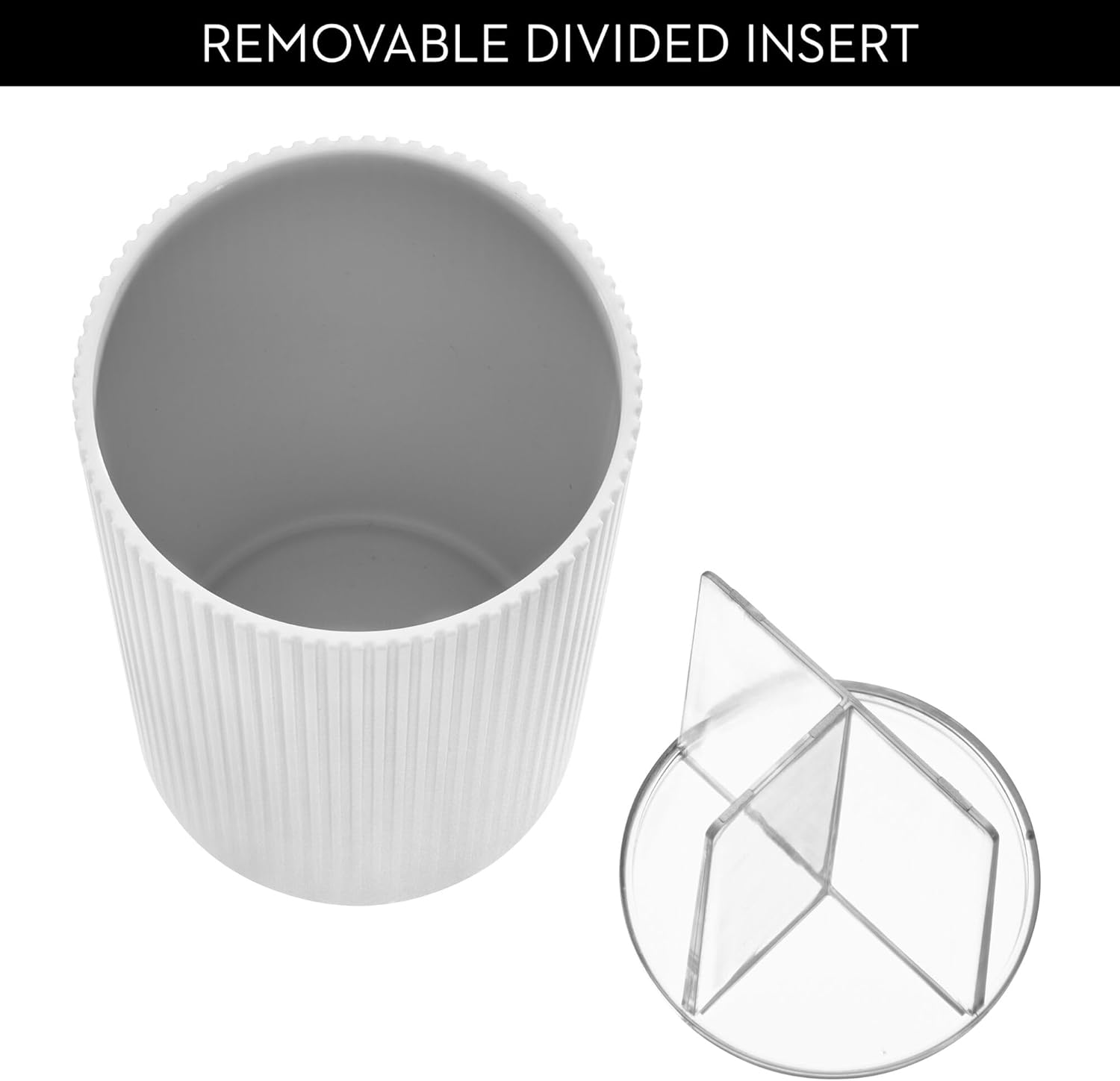 Fluted Toothbrush Holder White/Clear