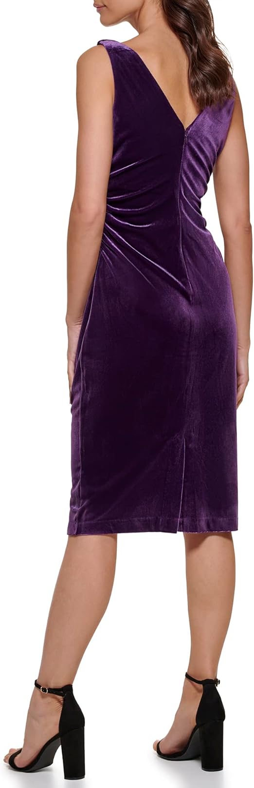 Cowl Neck Stretch Velvet Sheath Dress Eggplan - Kensie