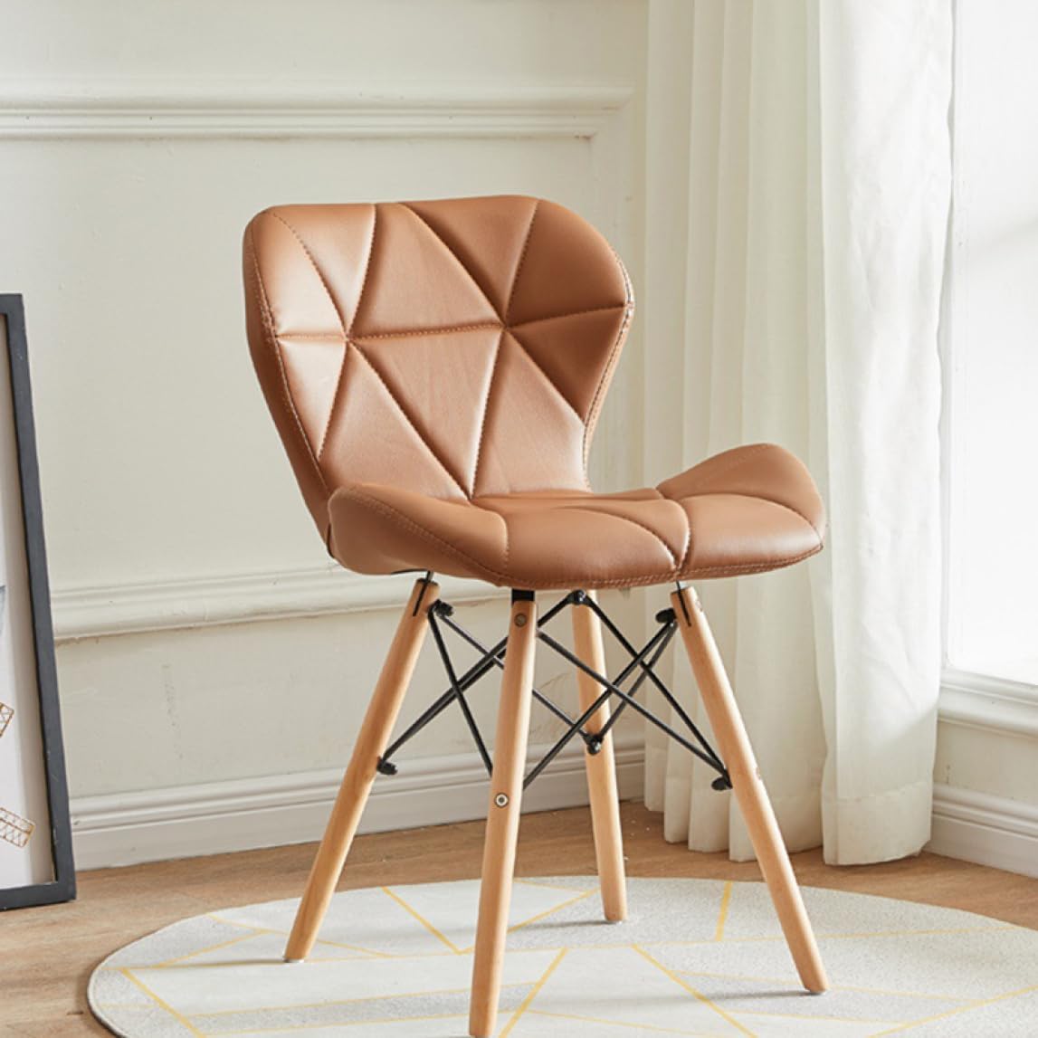 Nordic Tulip Plastic Dining Chair with Soft Cushion Brown