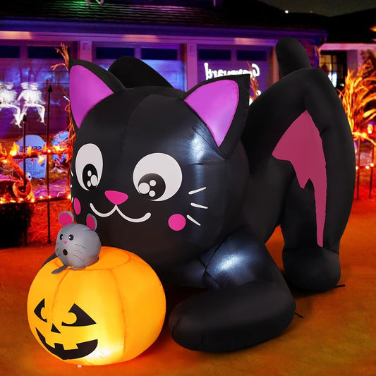 5ft Inflatable Cat with Pumpkin