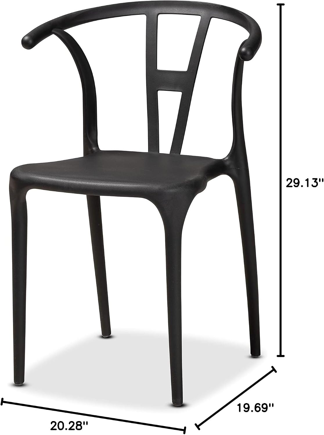 Nordic Style PP Plastic Dining Chair with Backrest Black