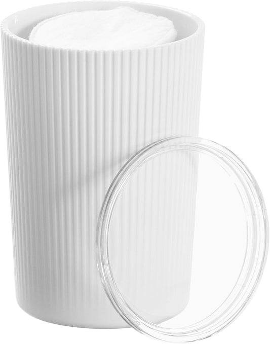Fluted Canister White/Clear