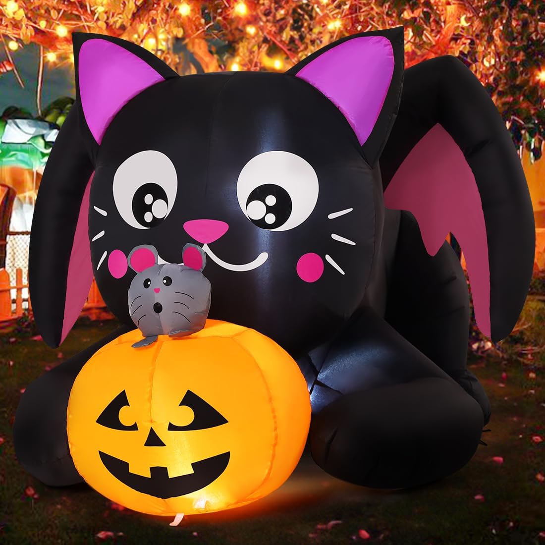 5ft Inflatable Cat with Pumpkin