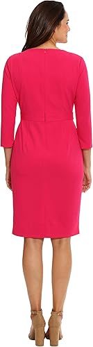 Quarter Sleeve Sheath Dress Pink  - London Times