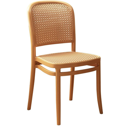 Commercial Rattan -Style Stackable Plastic Dining Chair Beige