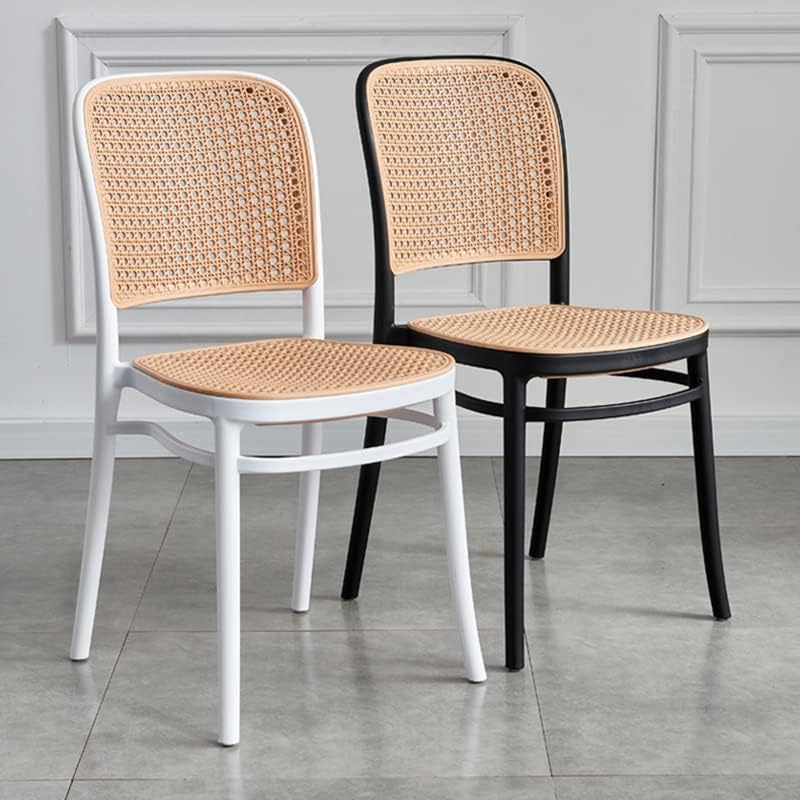 Commercial Rattan -Style Stackable Plastic Dining Chair Black