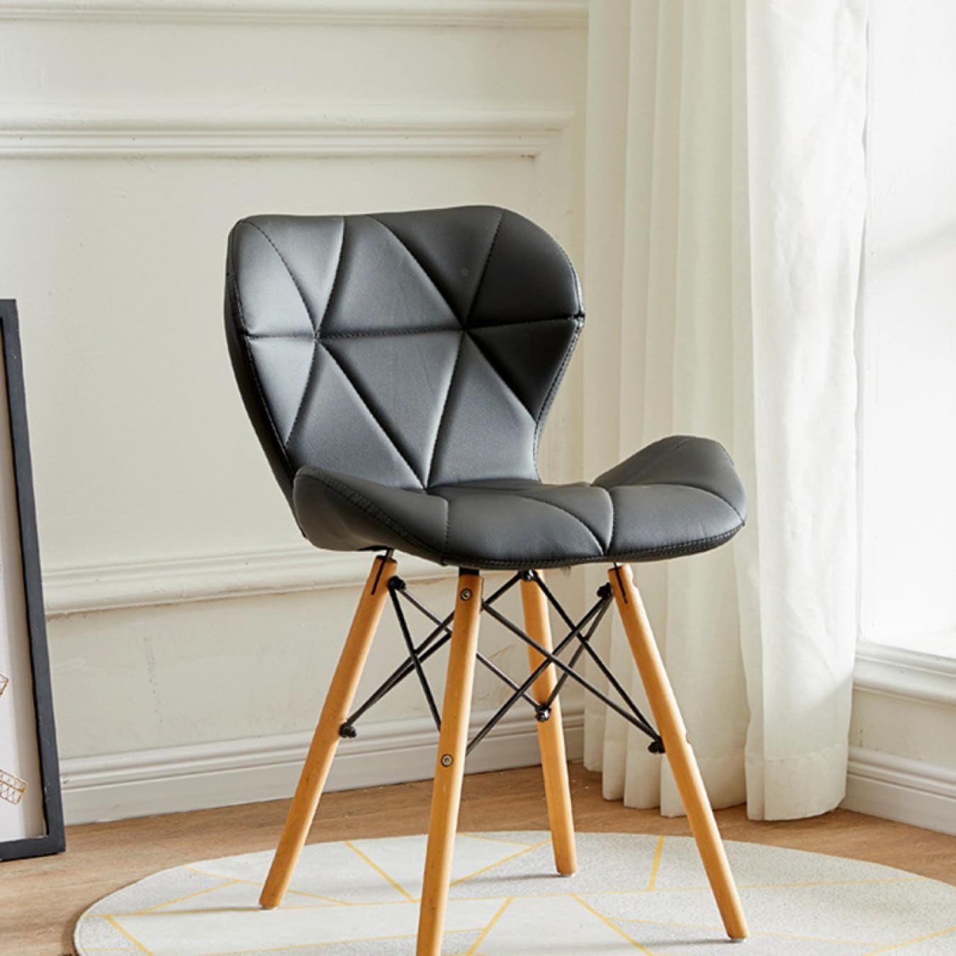 Nordic Tulip Plastic Dining Chair with Soft Cushion Black