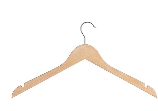Glossy Natural/Chrome - S/5 Wood Shirt Hanger