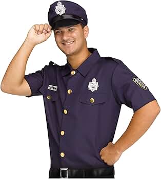 ADULT POLICE KIT SHIRT & HAT ONESIZE FITS