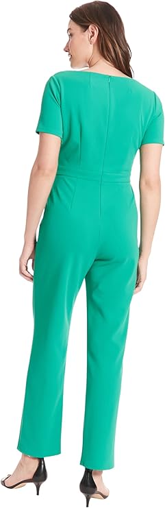Jumpsuit With Neck Tie Detail Golf Green  - London Times