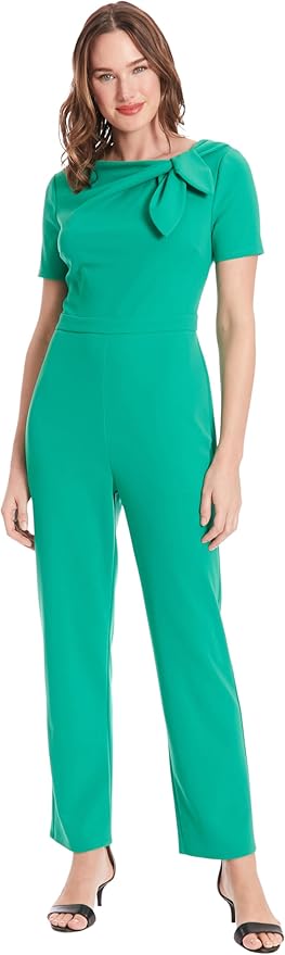 Jumpsuit With Neck Tie Detail Golf Green  - London Times