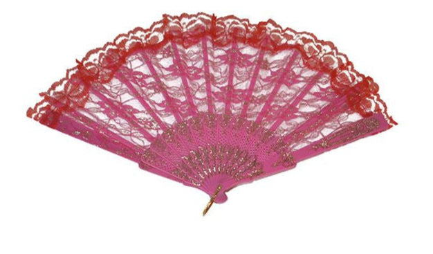 Lace Fan-9"-Fuchsia
