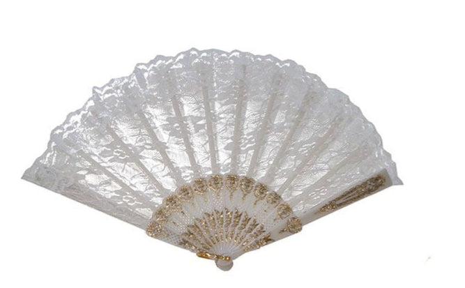 Lace Fan-9"-White
