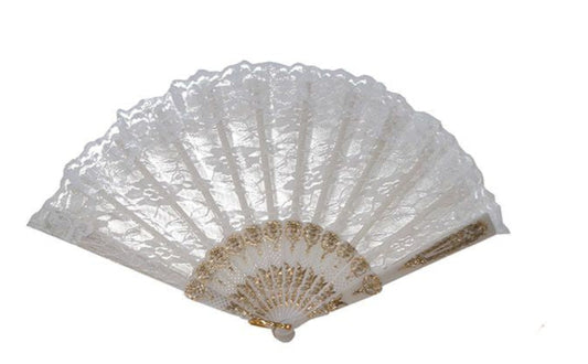 Lace Fan-9"-White