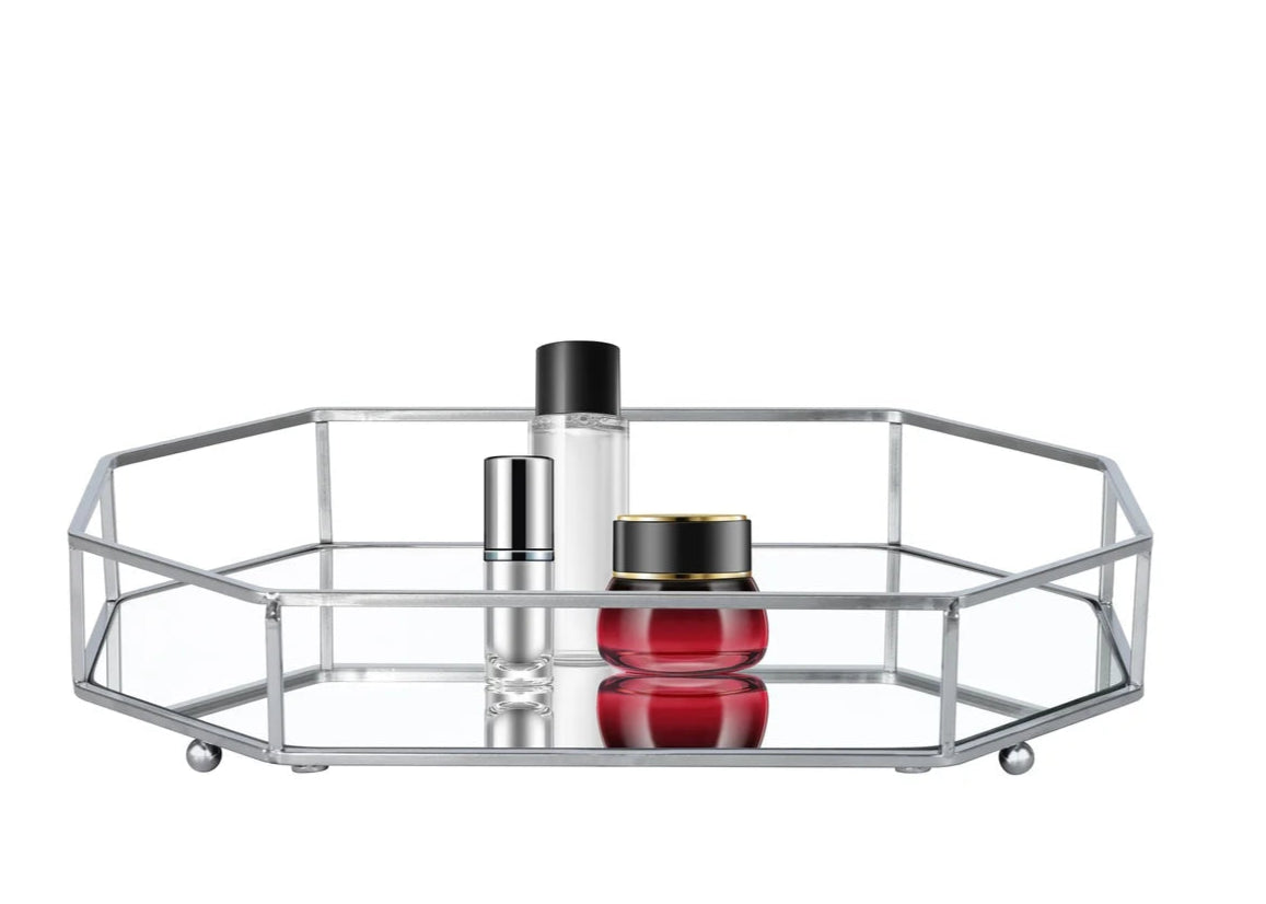 Chrome - Vanity Tray with Mirror Base