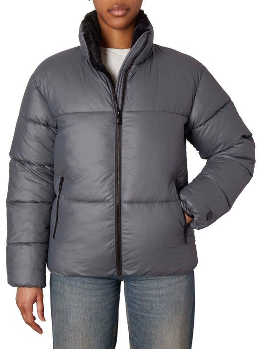 Jacket Tissue Pu Cropped Puffer Titanium