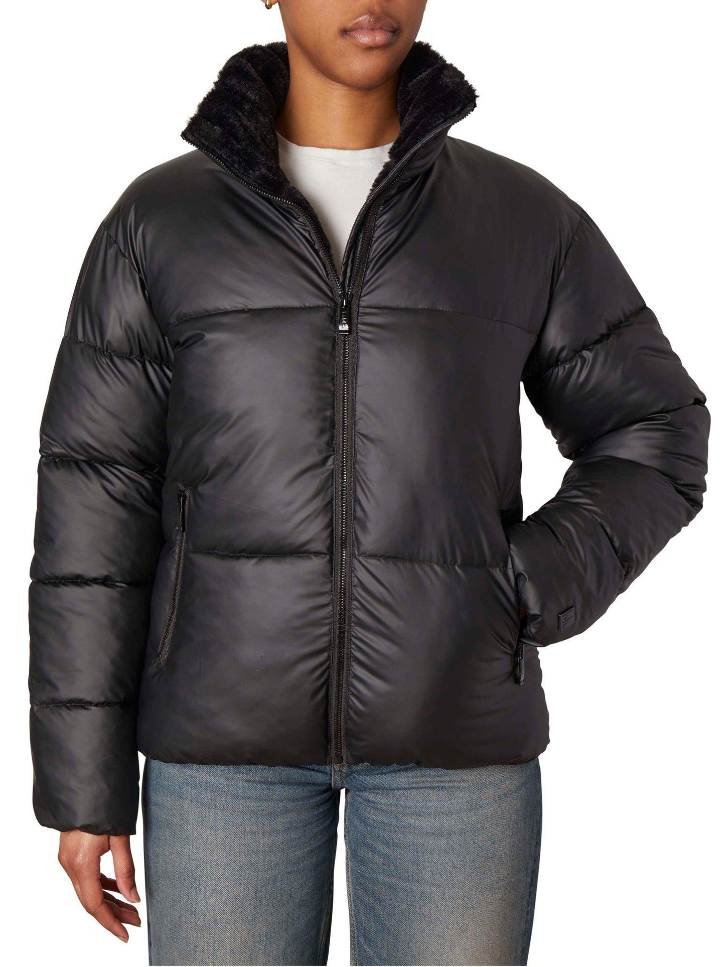 Tissue Pu Cropped Puffer Black