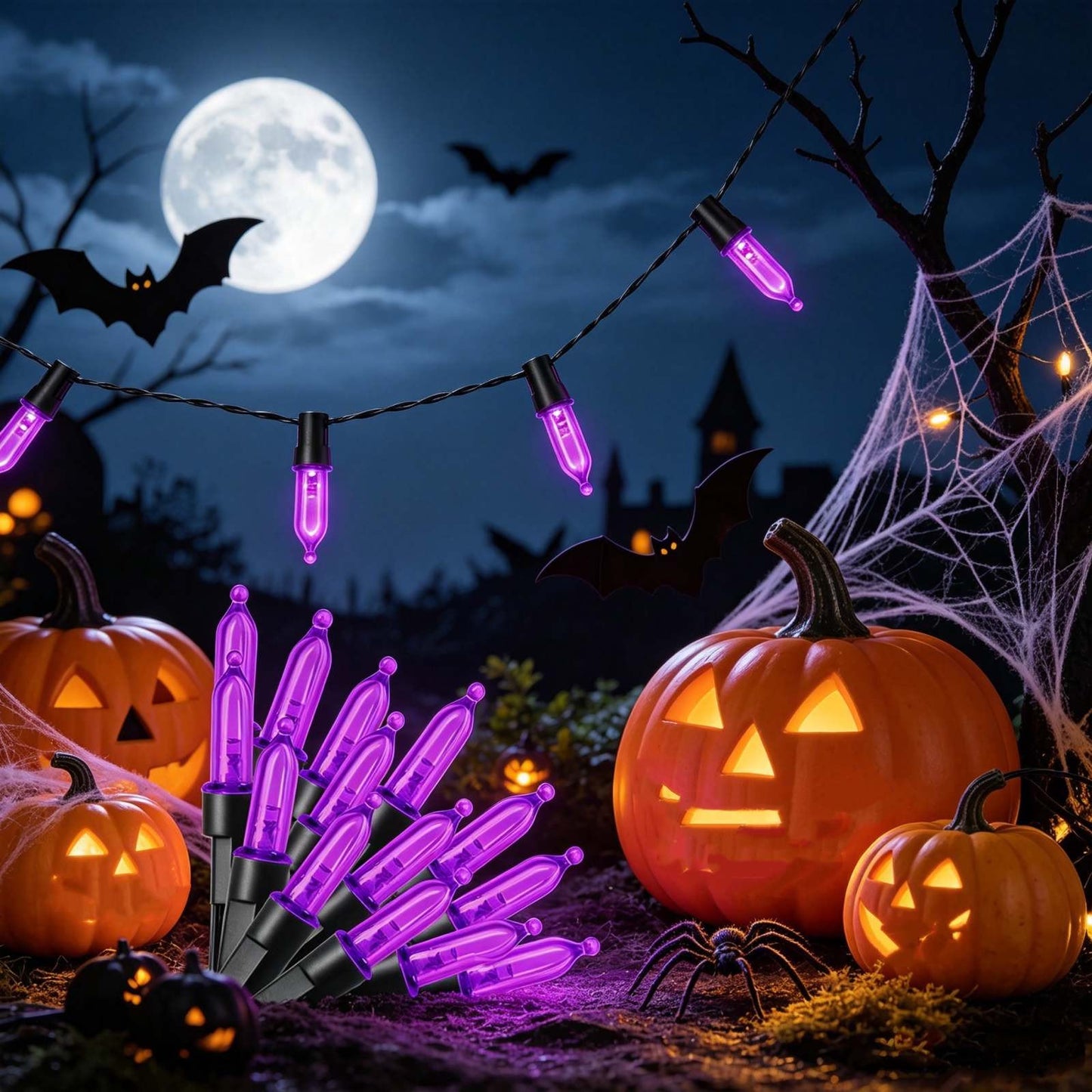 50pk Halloween Indoor Incandescent String Lights Purple