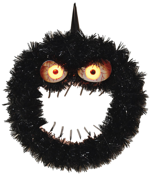 15.7" Creepy Light Up Wreath with Eyes