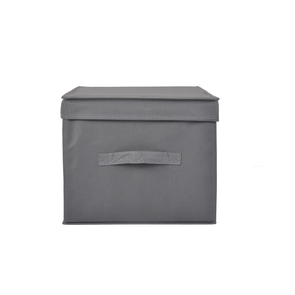 16" x 12" x 10" Medium Non Woven Storage Box with Lid Grey