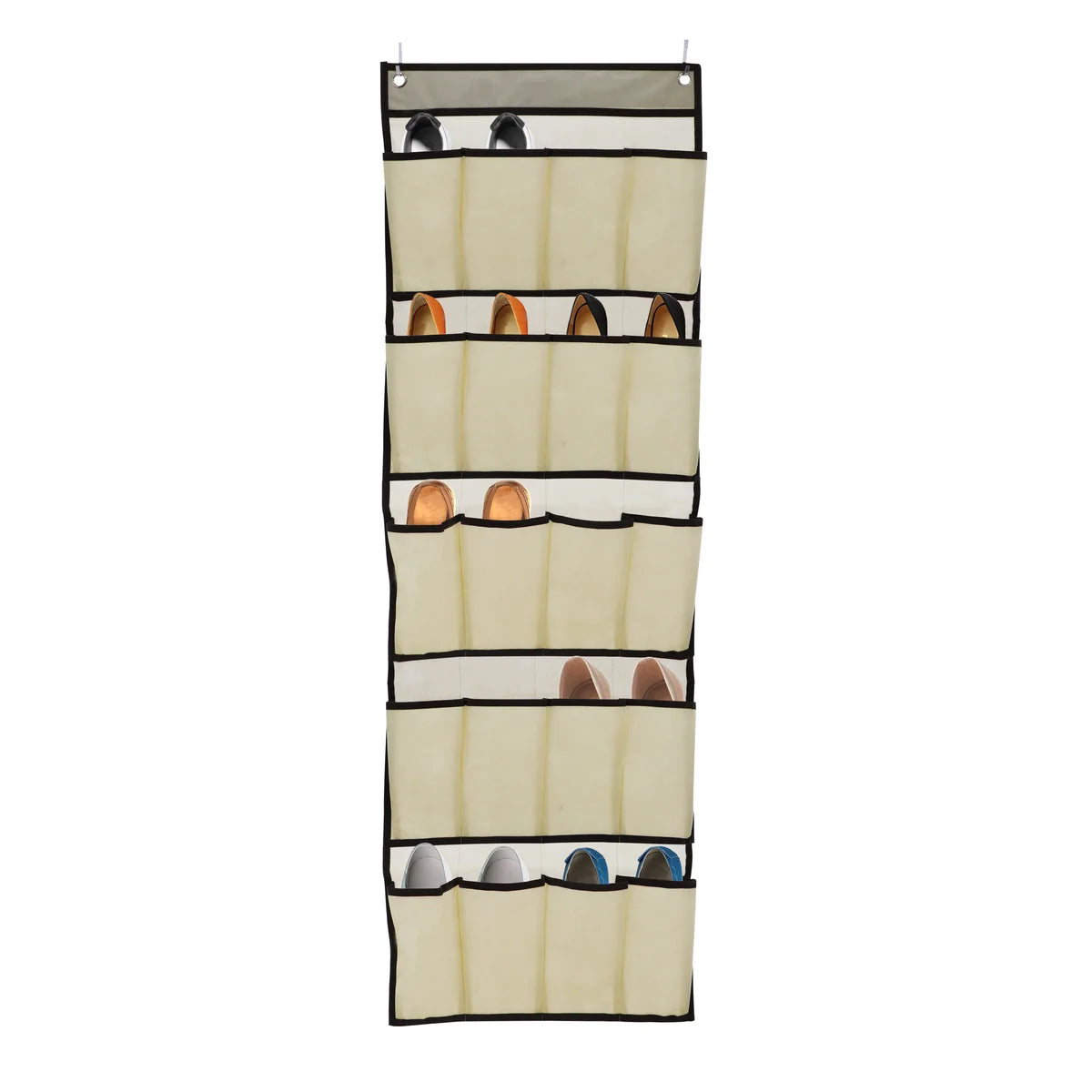 17.5" x 53.25" Non woven 20 Pocket Hanging Shoe Bag Beige