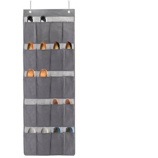 17.5" x 53.25" Non woven 20 Pocket Hanging Shoe Bag Black