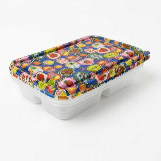 Bandeja rectangular de plástico de 3 unidades con 5 secciones para fiestas - Frutas y verduras