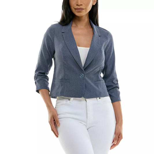 Cropped Stripe Blazer Denim  - Nina Leonard