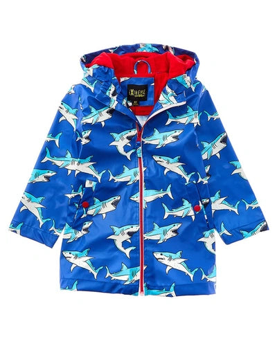 Shark Print Rain Jacket Royal Blue