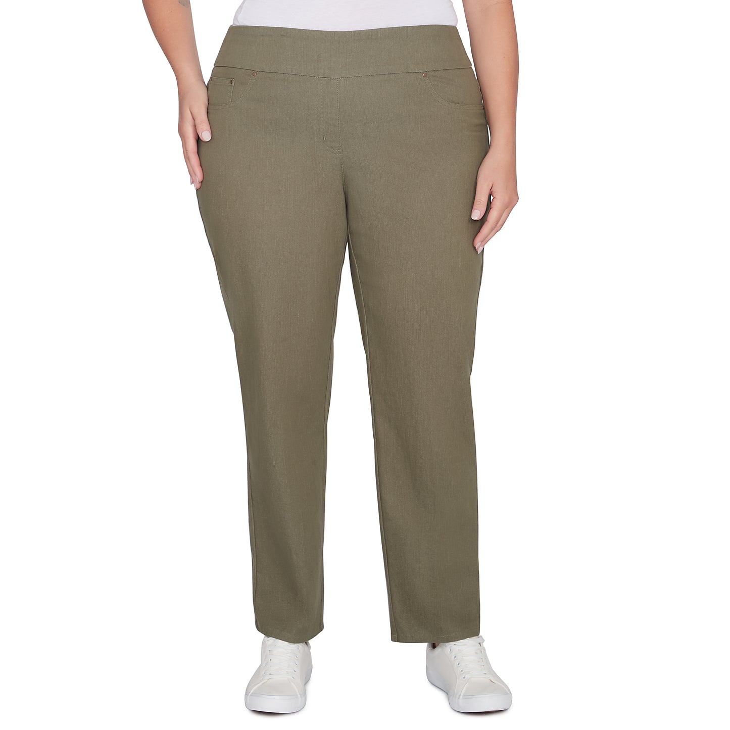 Plus Pant Colored Denim Olive - Ruby Rd
