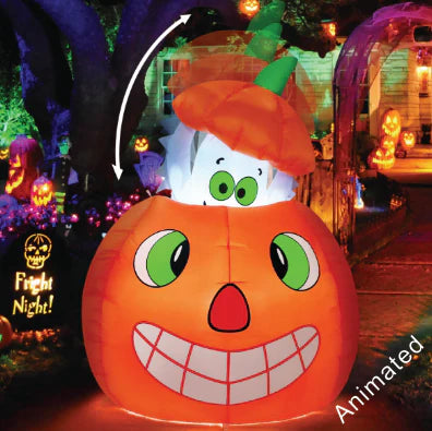 5FT Animated Halloween Inflatable Ghost in a Pumpkin