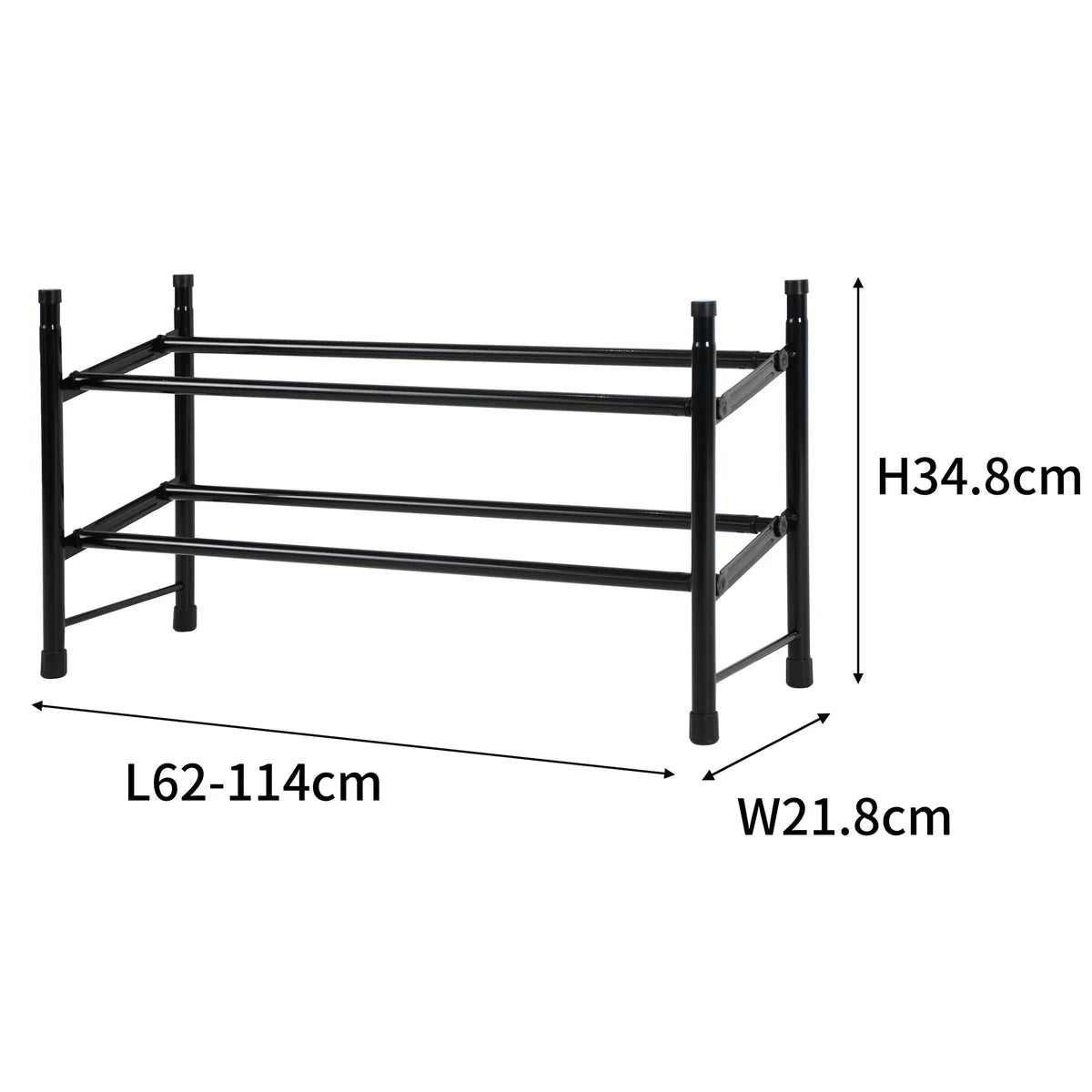 Matte Black - 2-Tier Expandable Shoe Rack