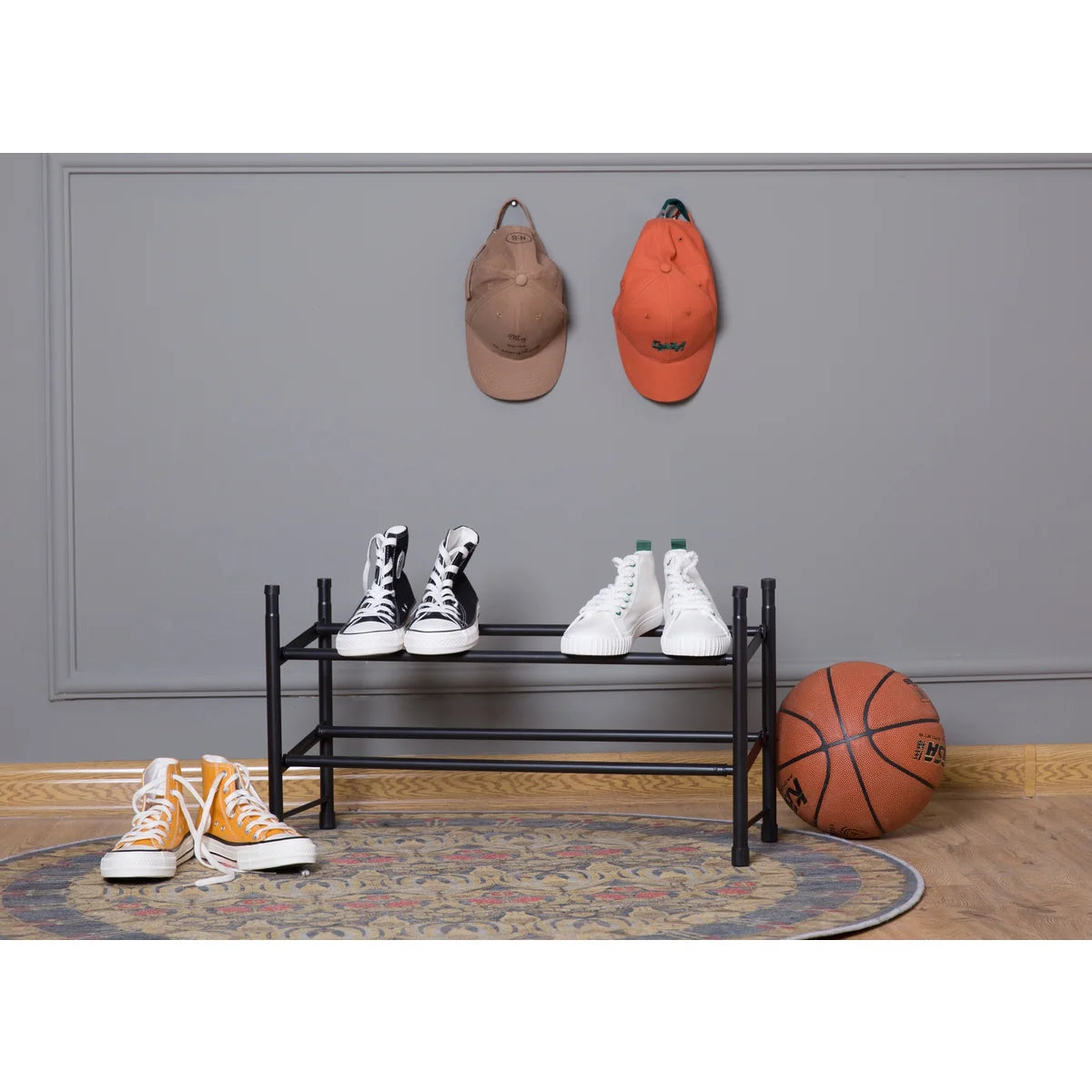 Matte Black - 2-Tier Expandable Shoe Rack
