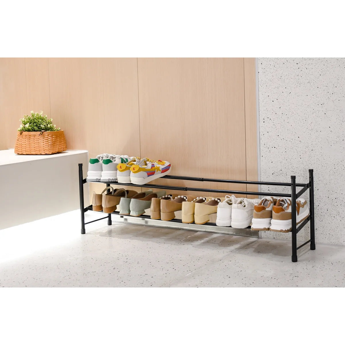 Matte Black - 2-Tier Expandable Shoe Rack
