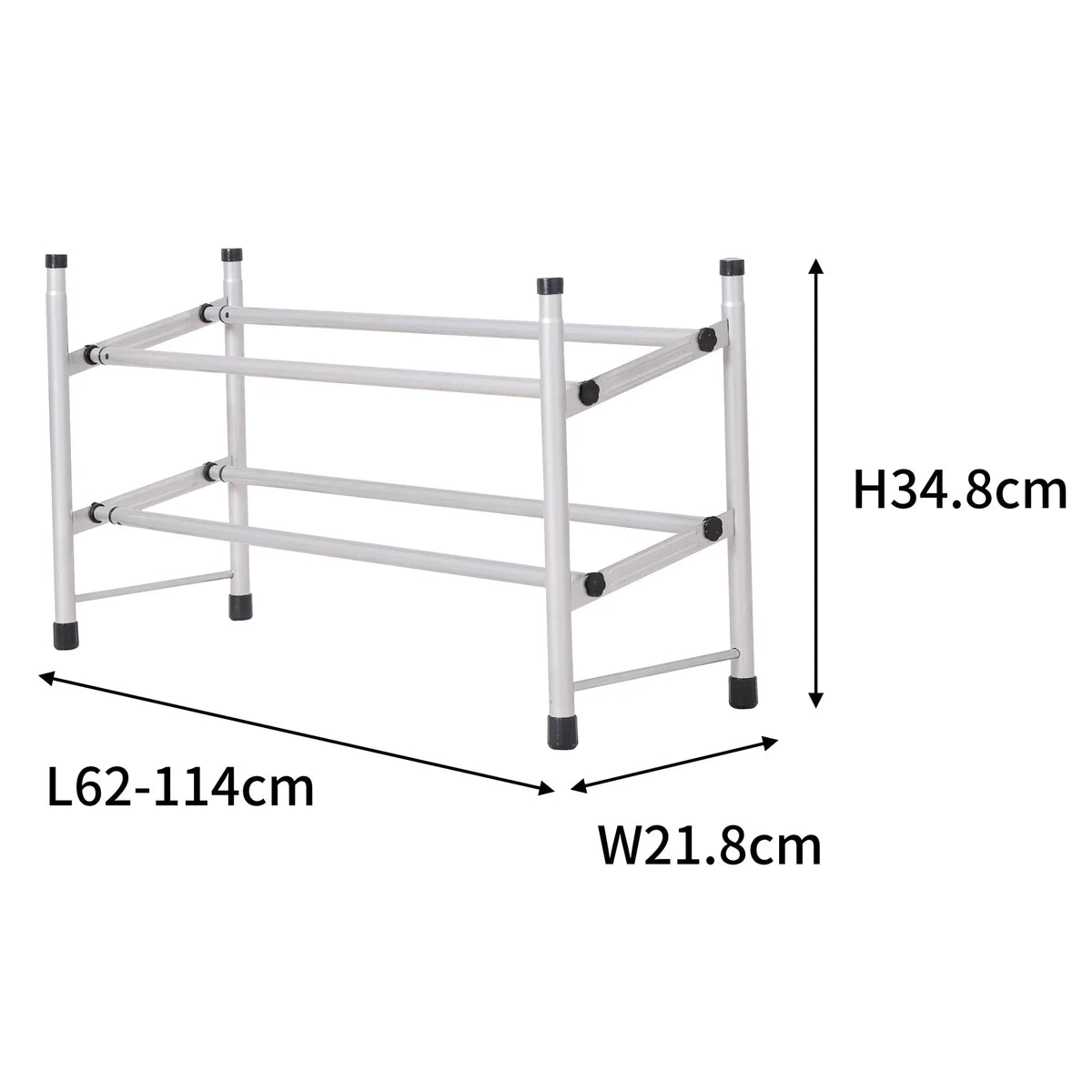 Silver - 2-Tier Expandable Shoe Rack