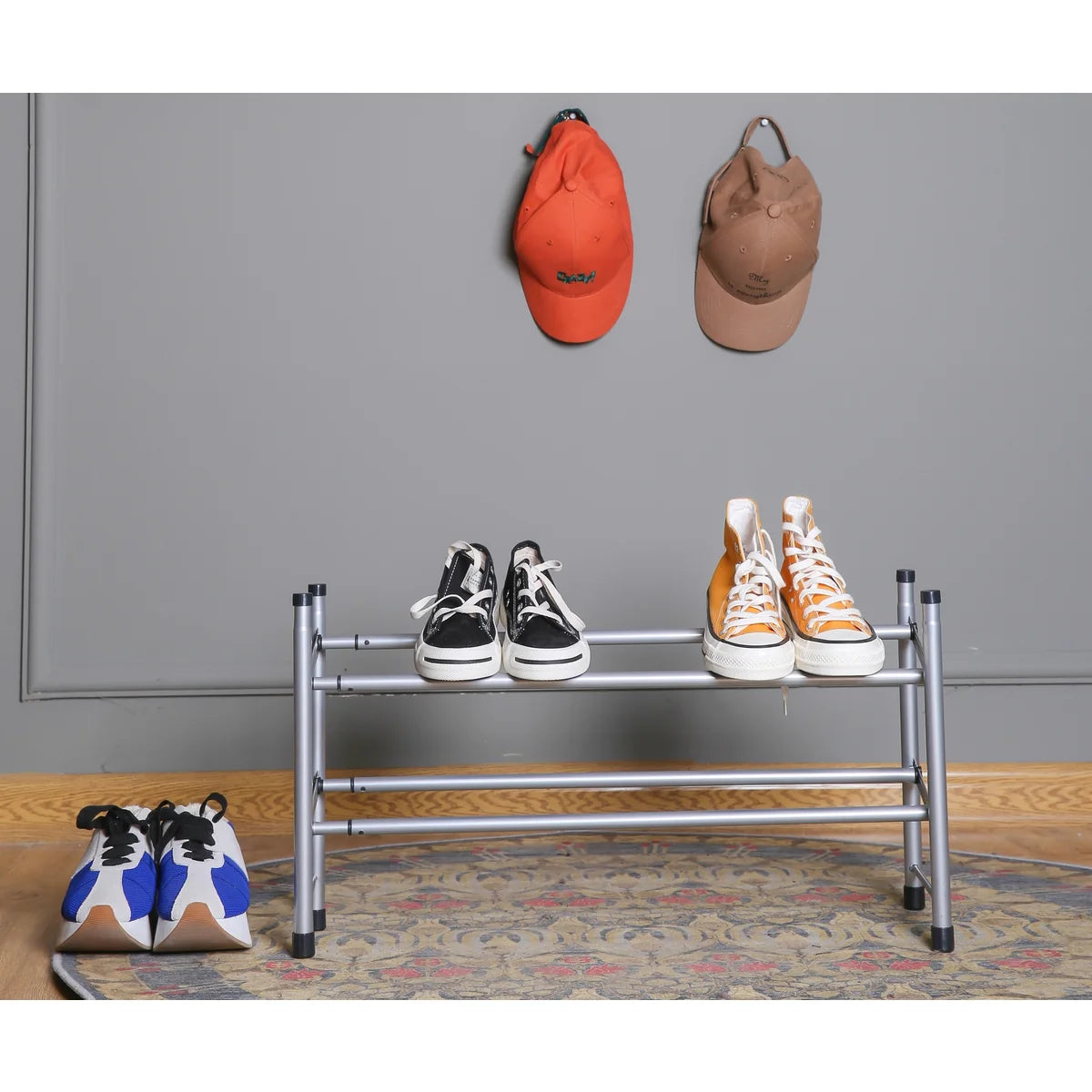 Silver - 2-Tier Expandable Shoe Rack