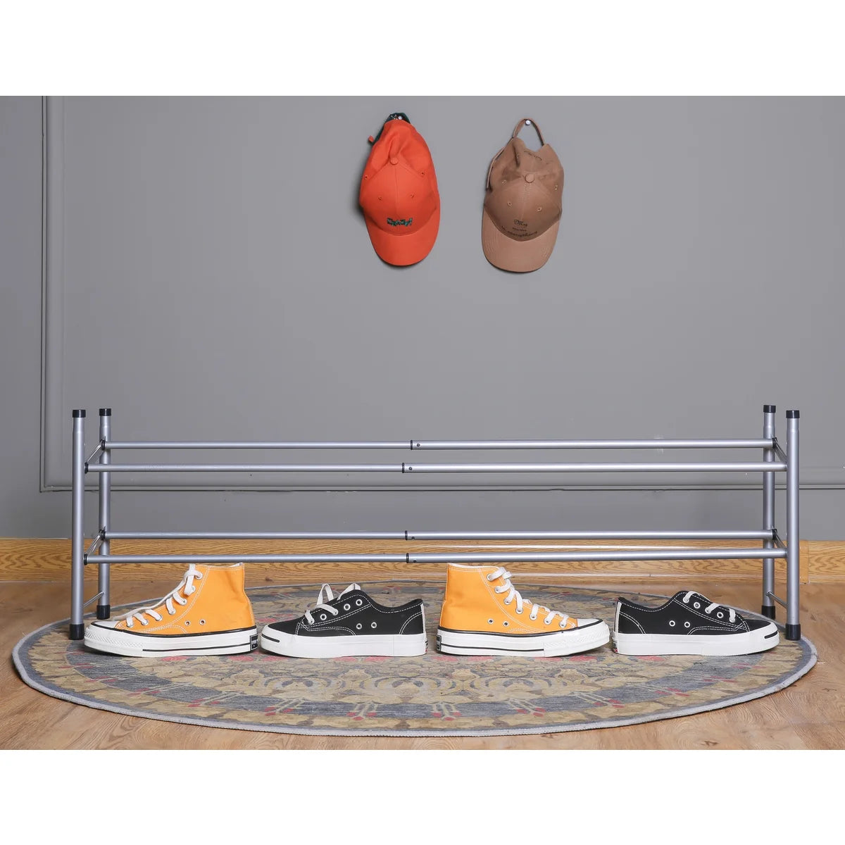 Silver - 2-Tier Expandable Shoe Rack