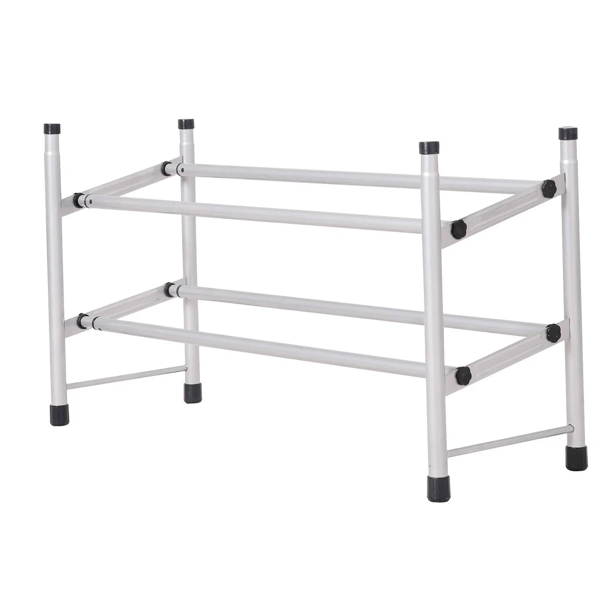Silver - 2-Tier Expandable Shoe Rack