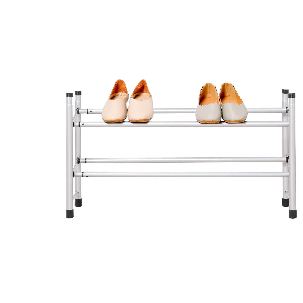 Silver - 2-Tier Expandable Shoe Rack