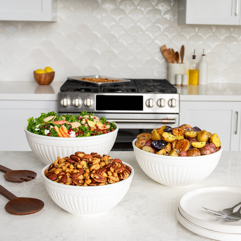 3 Piece Prep & Serve Mixing Bowl Set, White
