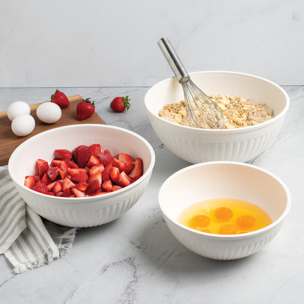 3 Piece Prep & Serve Mixing Bowl Set, White