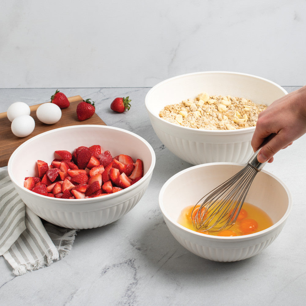 3 Piece Prep & Serve Mixing Bowl Set, White