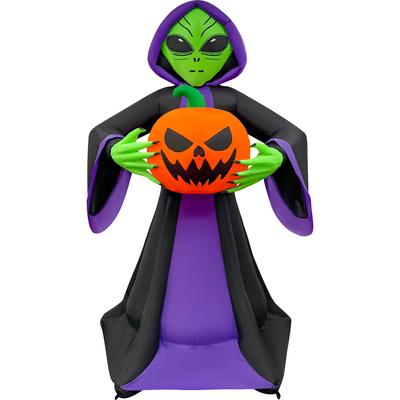 Decoración Hinchable de Halloween de 2,13 m de Alto - Alienígena con Calabaza